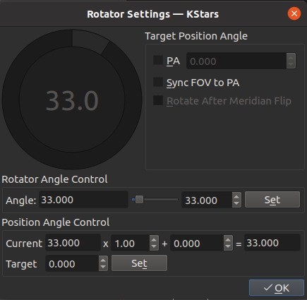 Ekos Rotator Control