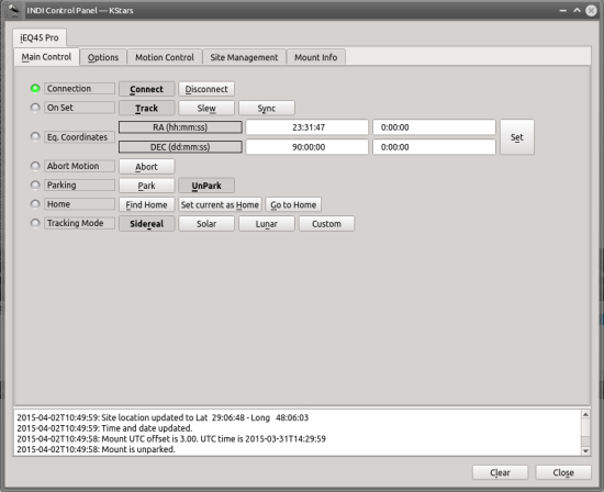 INDI iEQ Control Panel