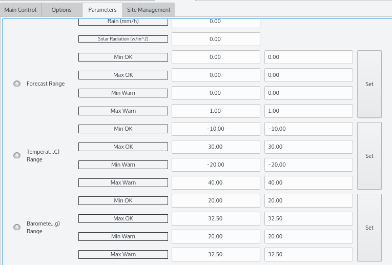 Vantage Paramter Tab