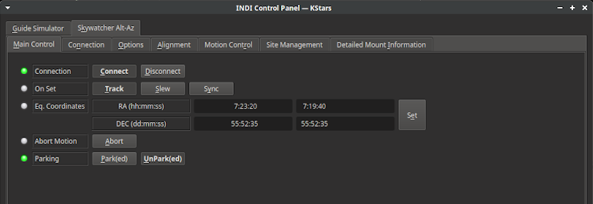 INDI Main Contro Panel